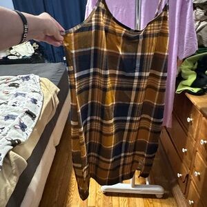 Women's Plaid Mini Dress - Yellow and Blue